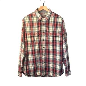 Gap Jeans 1969 Mens Large Red White Blue Plaid Flannel Button Down Shirt Cotton